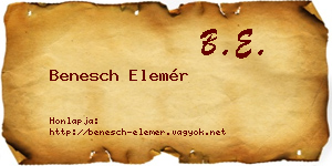 Benesch Elemér névjegykártya